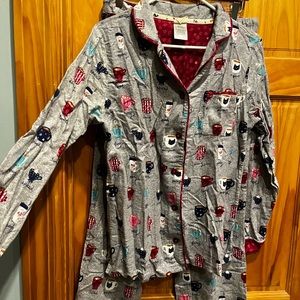 Cat/coffee pajama set women’s